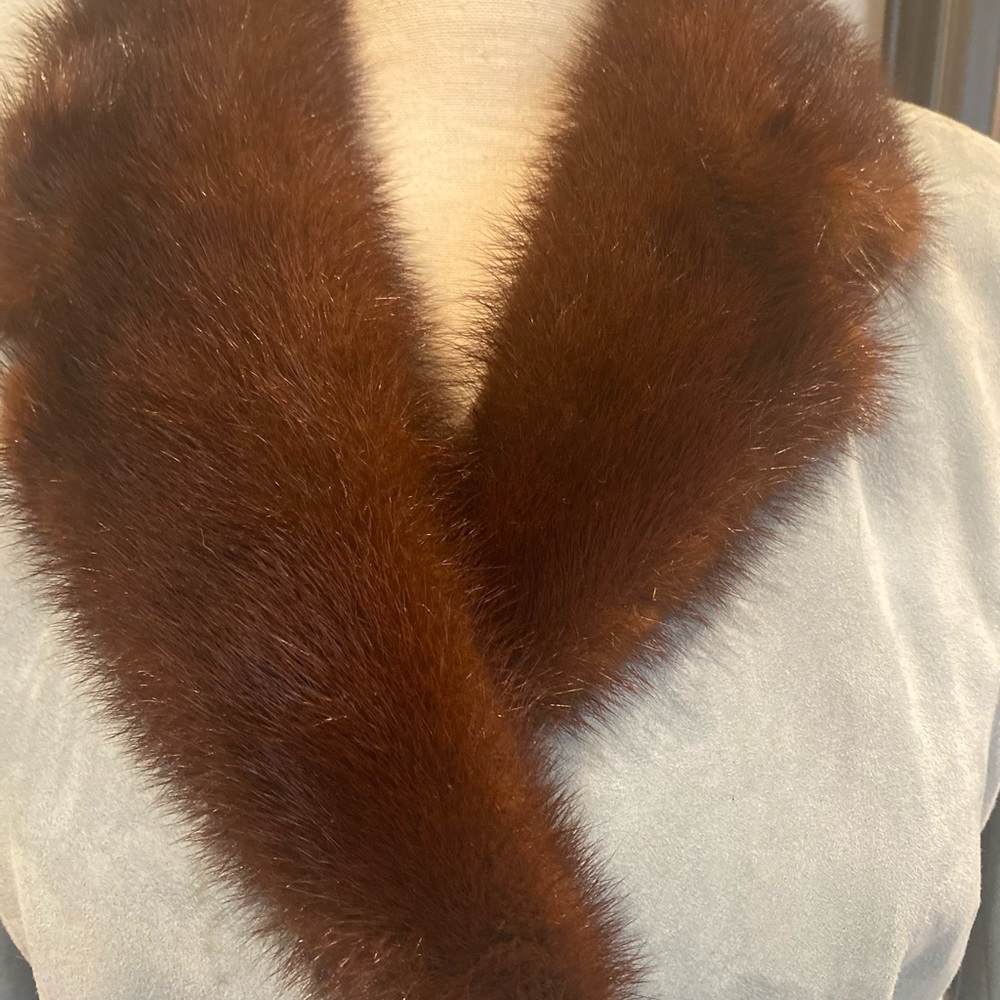 Dolce & Gabbana Faux Fur Light Blue Suede Jacket - Picture 4 of 7